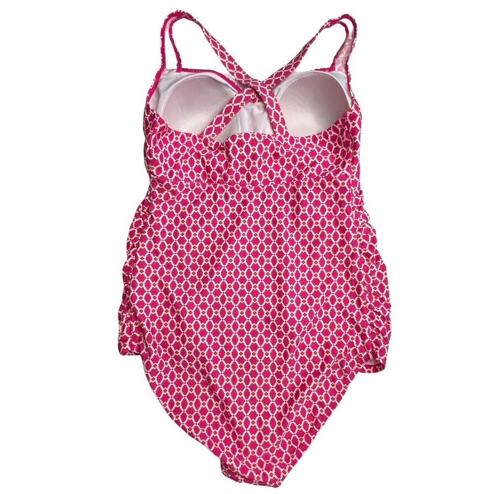 Oh Baby by Motherhood Swim Bathing Suit Geometric Print Pink White Medium M - Picture 9 of 14
